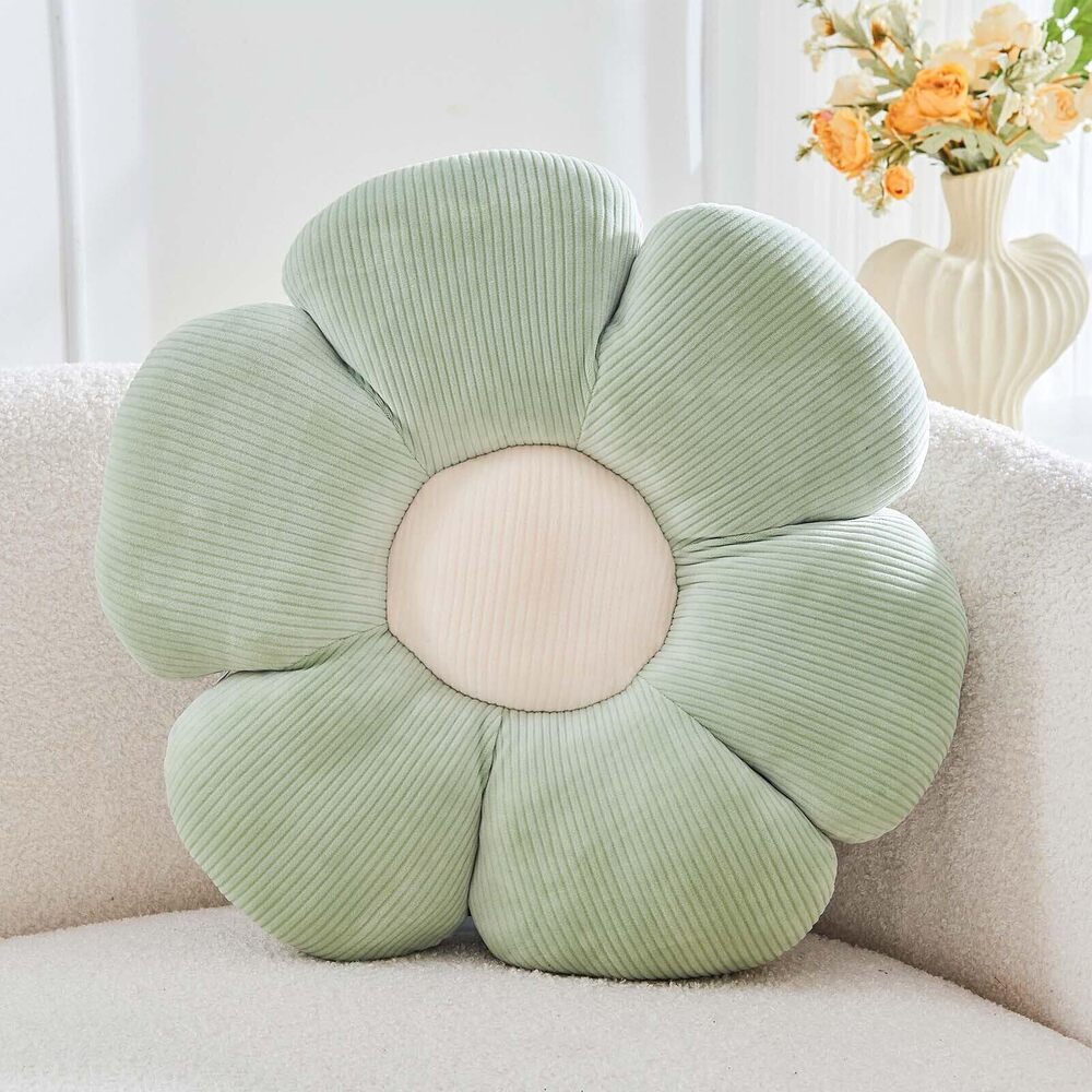 1200 Sage Green Flower Pillow 14.9" Cute Flower Shaped Floor Pillow